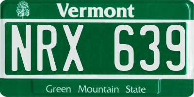 VT license plate NRX639
