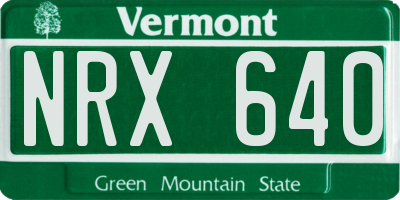 VT license plate NRX640