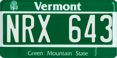 VT license plate NRX643