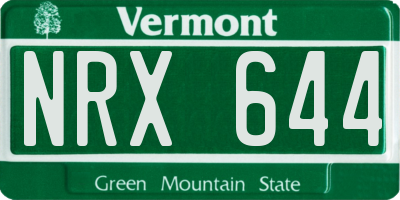 VT license plate NRX644