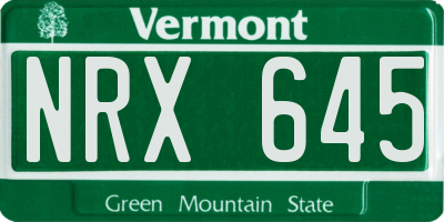 VT license plate NRX645