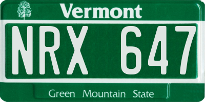 VT license plate NRX647