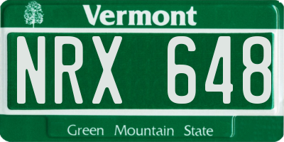 VT license plate NRX648