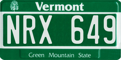 VT license plate NRX649