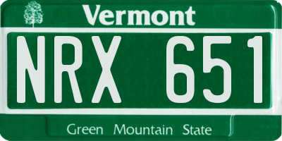 VT license plate NRX651