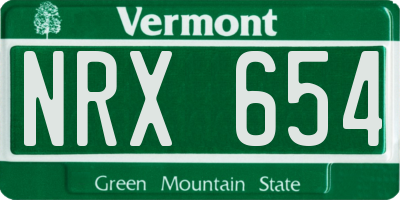 VT license plate NRX654