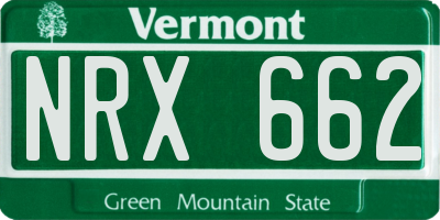 VT license plate NRX662