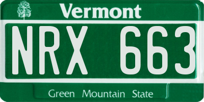 VT license plate NRX663