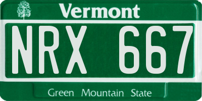 VT license plate NRX667
