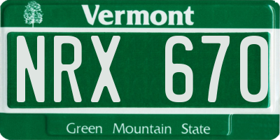 VT license plate NRX670