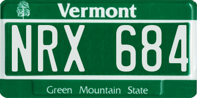 VT license plate NRX684