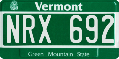 VT license plate NRX692