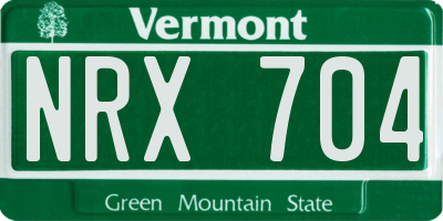 VT license plate NRX704
