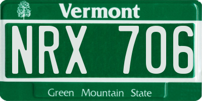 VT license plate NRX706