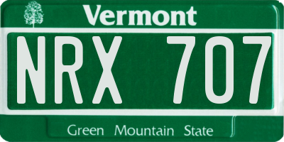 VT license plate NRX707