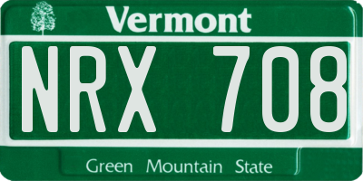 VT license plate NRX708