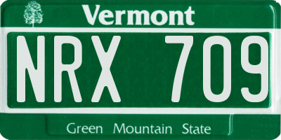 VT license plate NRX709