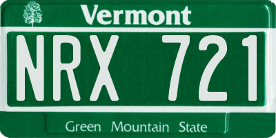 VT license plate NRX721
