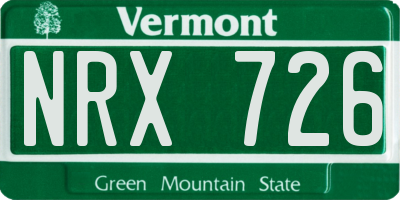 VT license plate NRX726