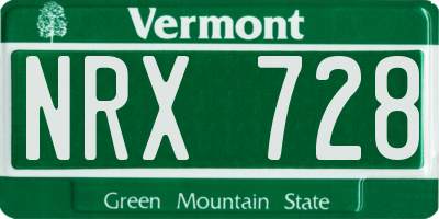 VT license plate NRX728