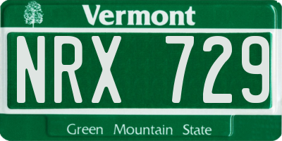 VT license plate NRX729
