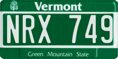 VT license plate NRX749