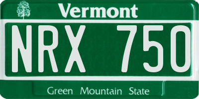 VT license plate NRX750