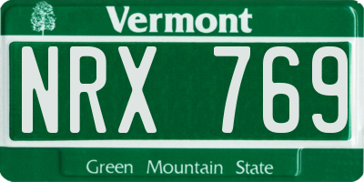 VT license plate NRX769