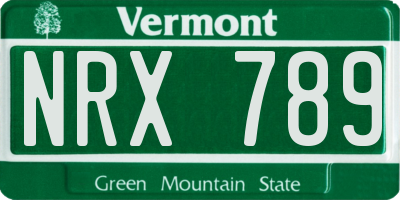VT license plate NRX789