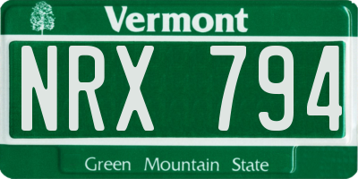 VT license plate NRX794