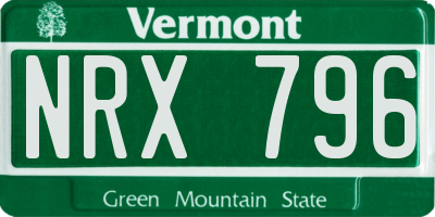 VT license plate NRX796