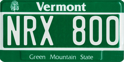 VT license plate NRX800