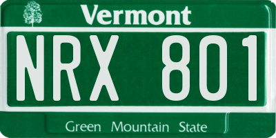 VT license plate NRX801