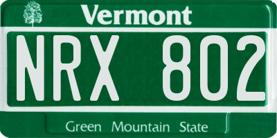 VT license plate NRX802