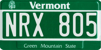 VT license plate NRX805