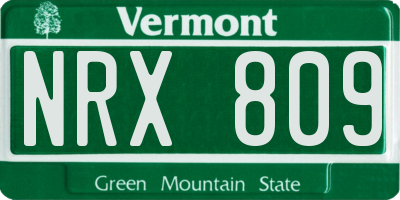 VT license plate NRX809