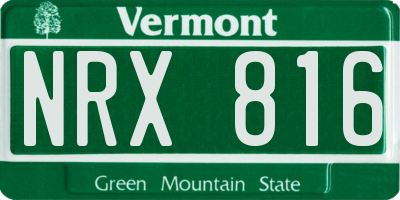 VT license plate NRX816