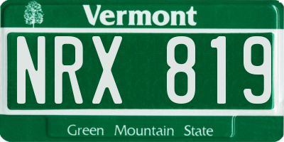 VT license plate NRX819