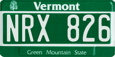 VT license plate NRX826