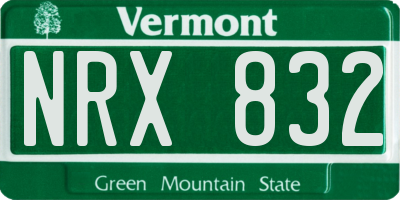 VT license plate NRX832