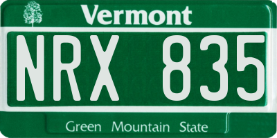 VT license plate NRX835
