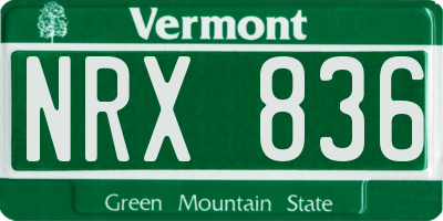 VT license plate NRX836