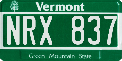 VT license plate NRX837