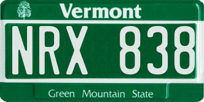 VT license plate NRX838
