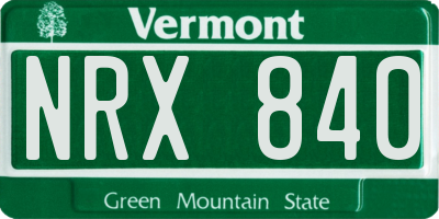 VT license plate NRX840