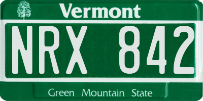 VT license plate NRX842