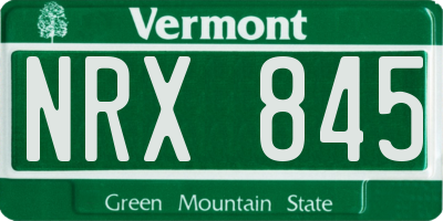 VT license plate NRX845