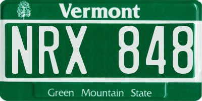 VT license plate NRX848