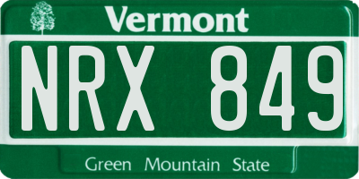 VT license plate NRX849