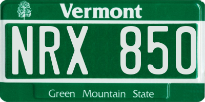 VT license plate NRX850